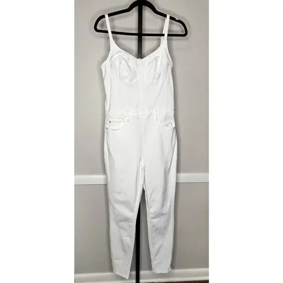 Guess Vanna Sleeveless Skinny Leg Denim Jumpsuit White Womens Size M x 29 NWT - Picture 5 of 15